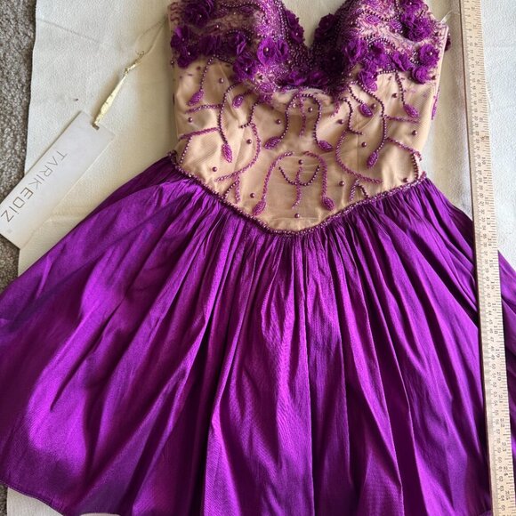 Tarik Ediz 90378 Dress Evening Dress ~US size 4 Purple Dress Beads and Lace NWT - Picture 8 of 15